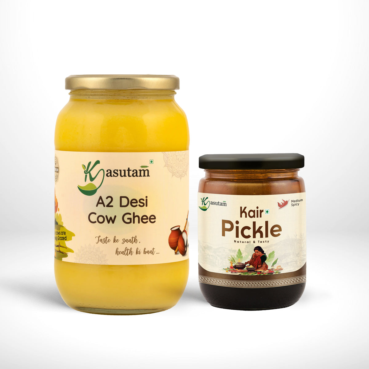 Combo: 1L A2 Bilona Ghee + 500g Kair Pickle